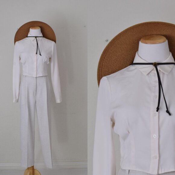 Off White Crop Fitted Blouse by Atelier Mexico size 6 - Picture 1 of 11